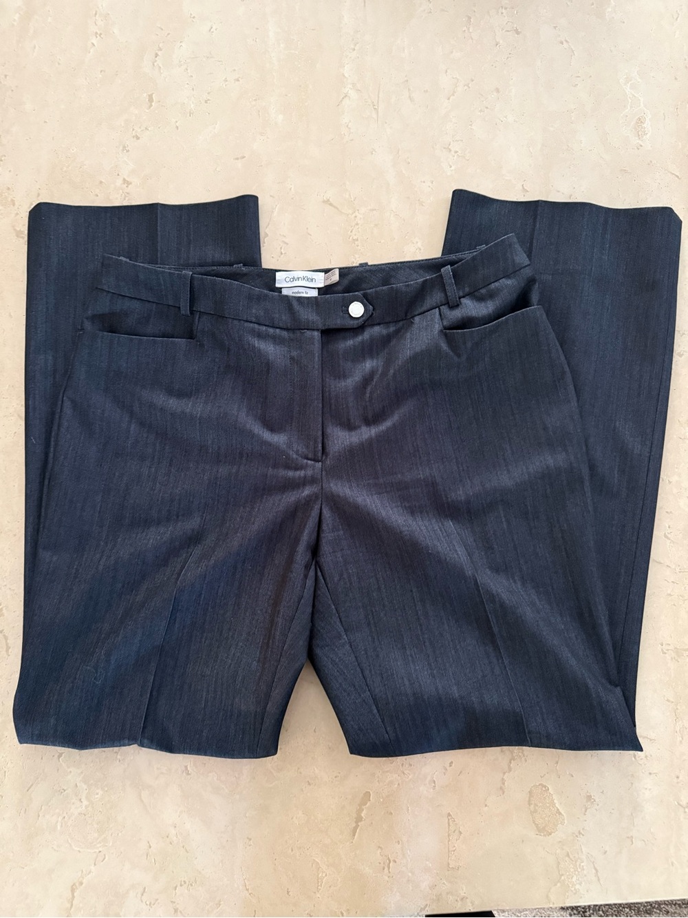 Calvin Klein Women's Dark Gray Pinstripe Dress Trousers